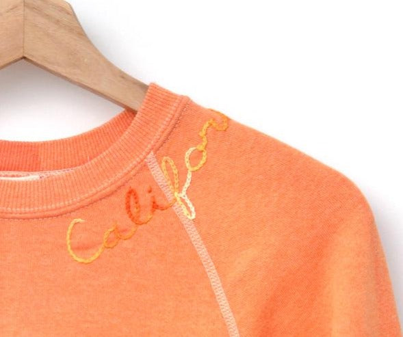 ORANGE VINTAGE SWEATS WITH CUSTOM HAND EMBROIDERY