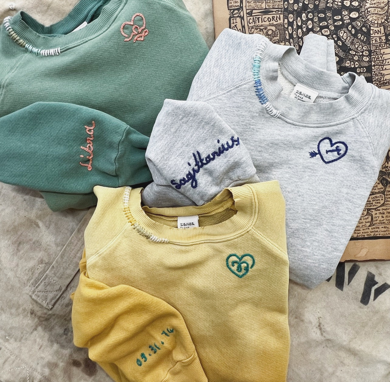 ❤️ Choose Your Horoscope Symbol W/ PERSONALIZED HAND EMBROIDERY (15Colors)