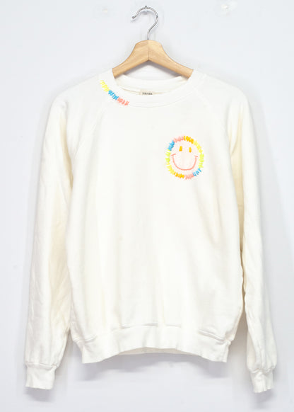 Neon Rainbow Smiley Face or Be Happy Sweatshirt