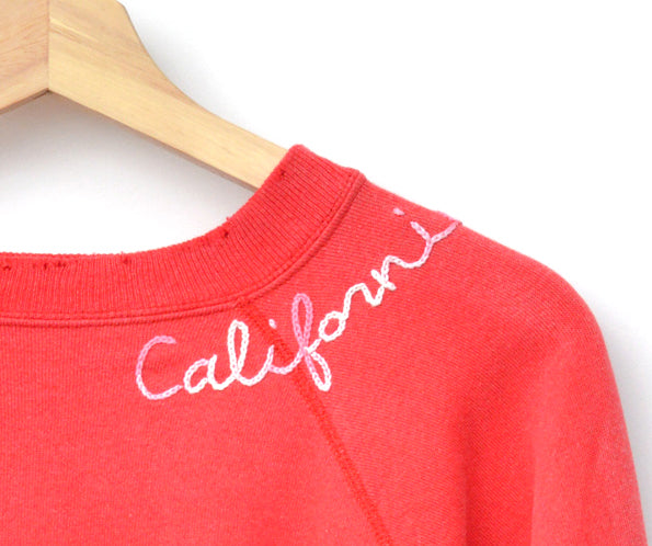 RED VINTAGE SWEATS WITH CUSTOM HAND EMBROIDERY