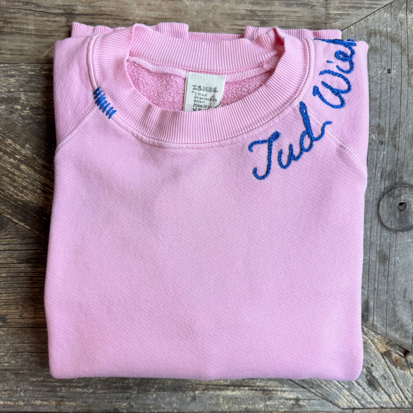 PASTEL PINK SWEATS WITH CUSTOM HAND EMBROIDERY