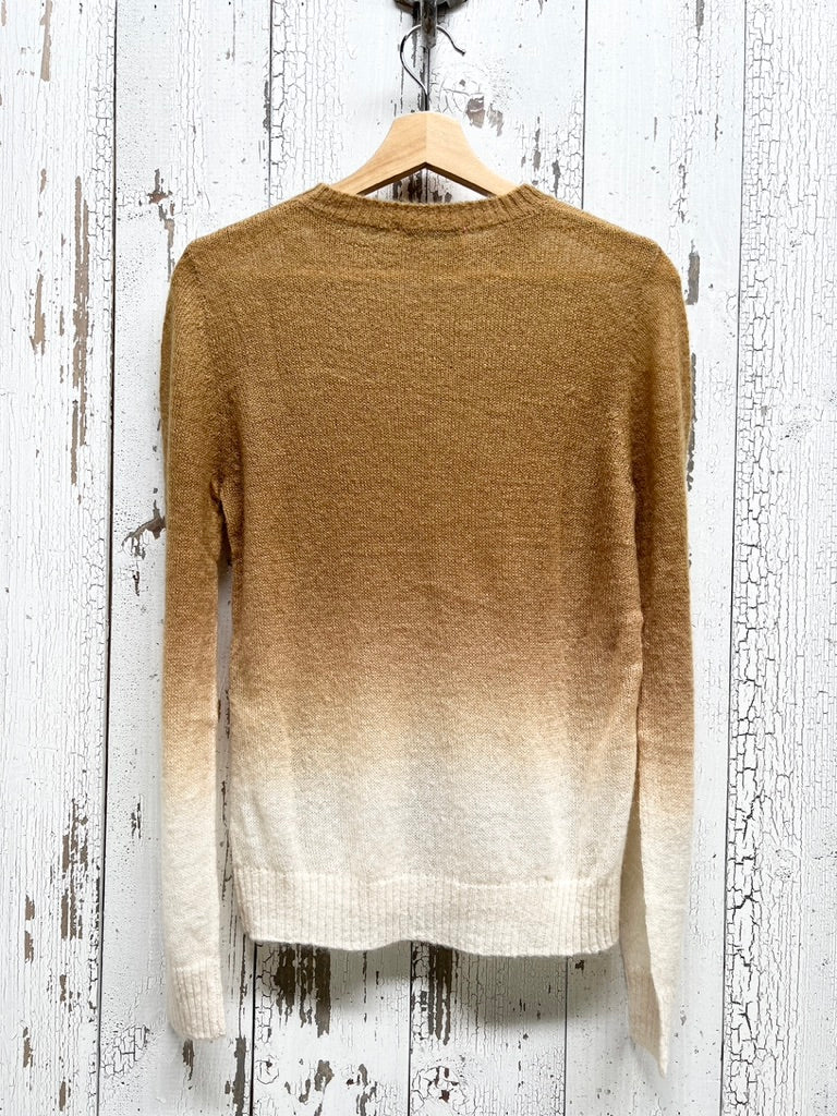 CARAMEL DIP DYED SWEATER WITH CUSTOM HAND EMBROIDERY-S