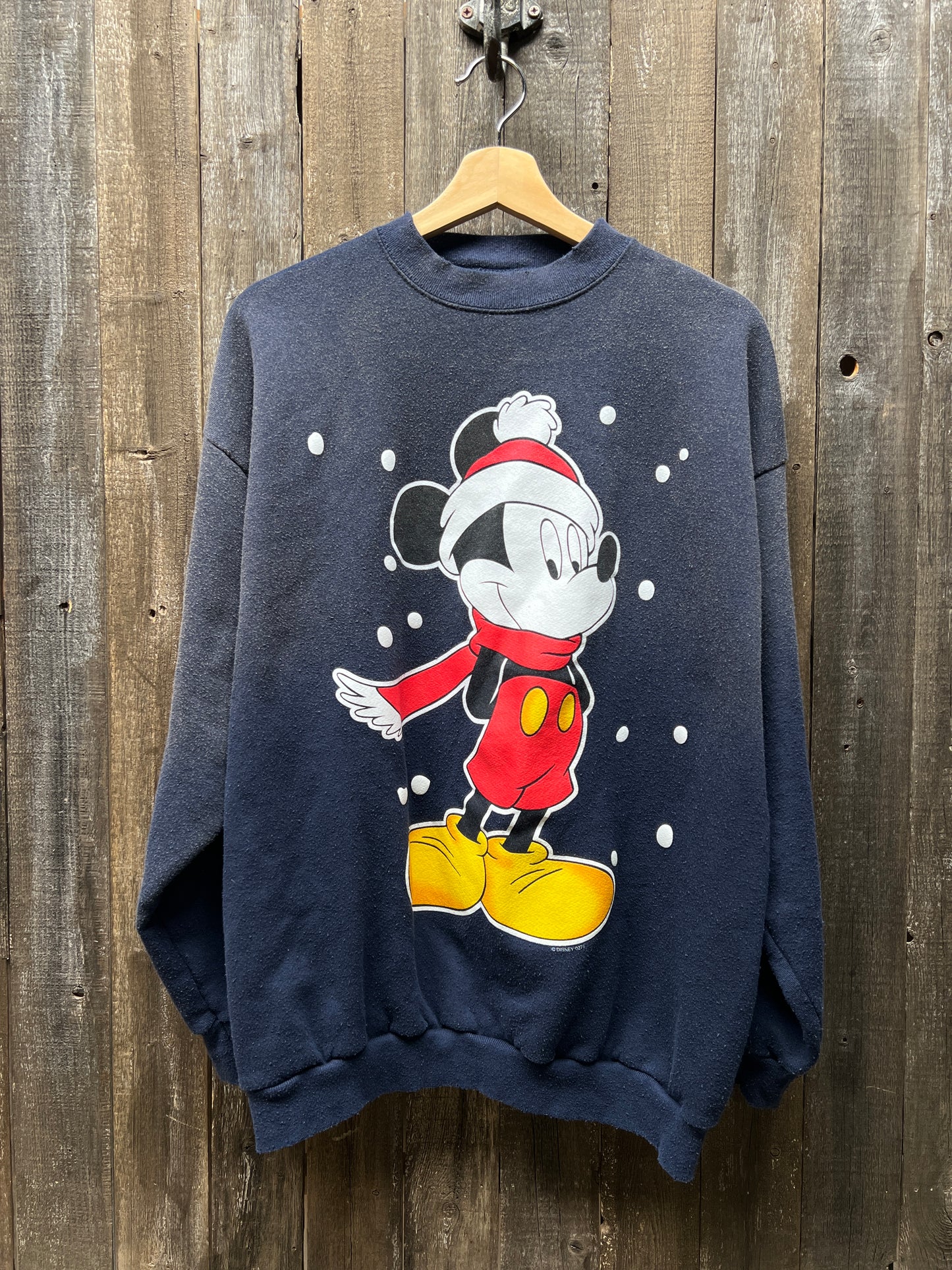 Vintage Christmas Mickey Mouse Sweatshirt-L-Customize Your Embroidery Wording(3Colors)