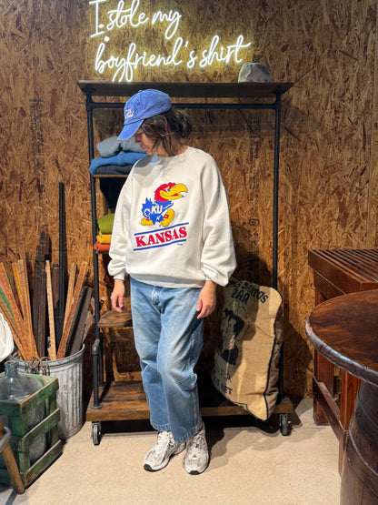 Vintage Kansas Jayhawks Sweatshirt -XL-Customize Your Embroidery Wording