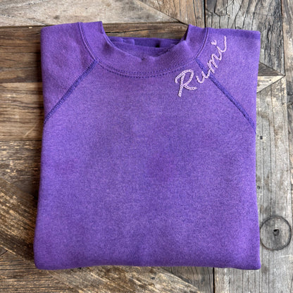 PURPLE VINTAGE SWEATS WITH CUSTOM HAND EMBROIDERY