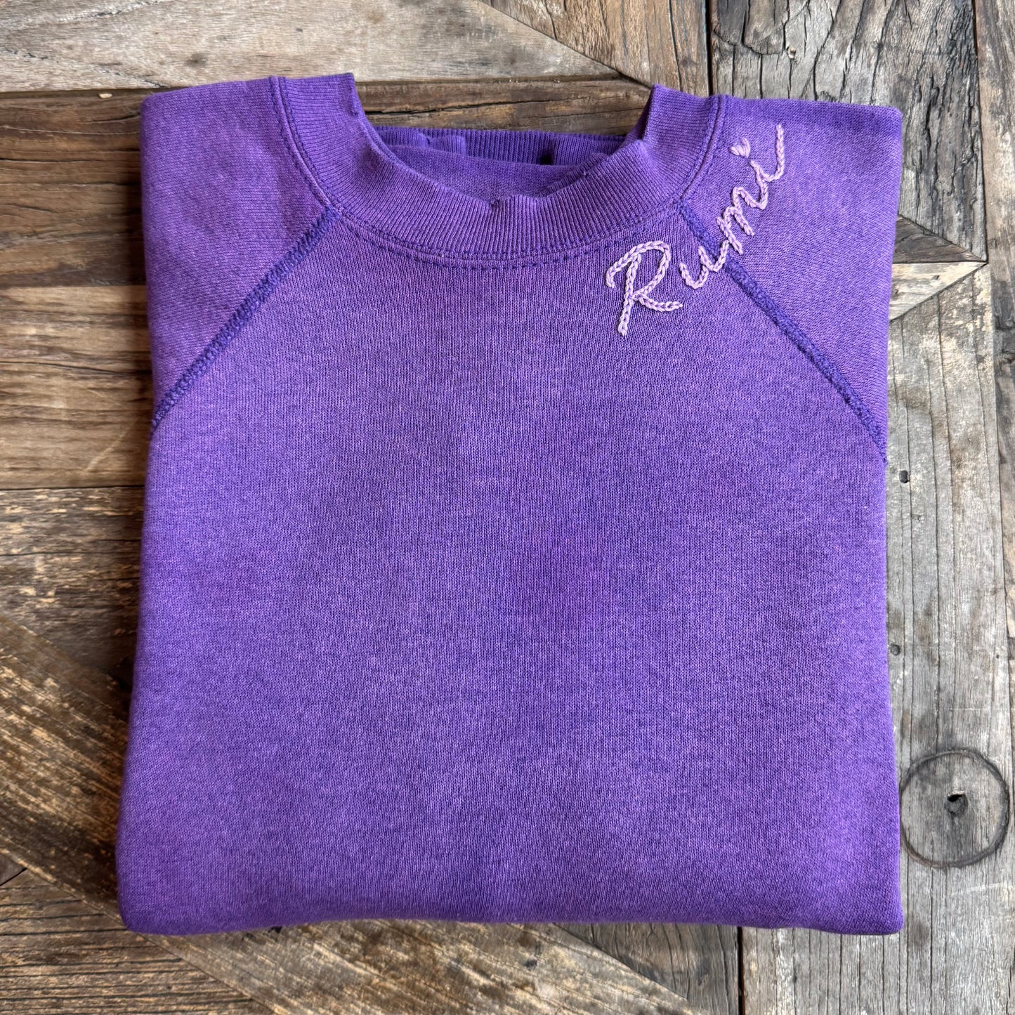 VINTAGE SWEATS PURPLE WITH CUSTOM HAND EMBROIDERY