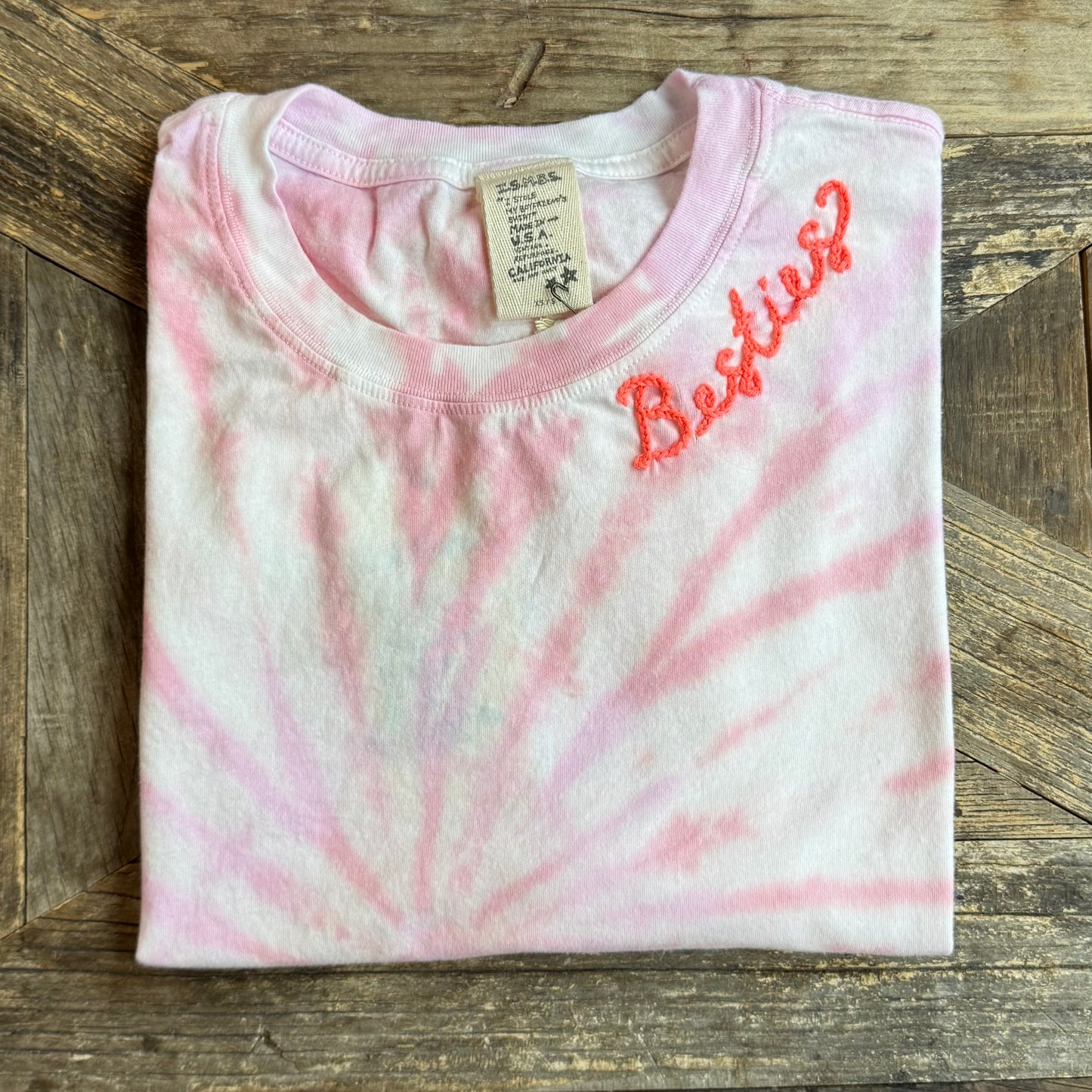 TIE DYE S/S TEE WITH CUSTOM HAND EMBROIDERY(4 Colors)