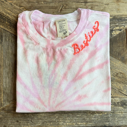 TIE DYE S/S TEE WITH CUSTOM HAND EMBROIDERY(4 Colors)