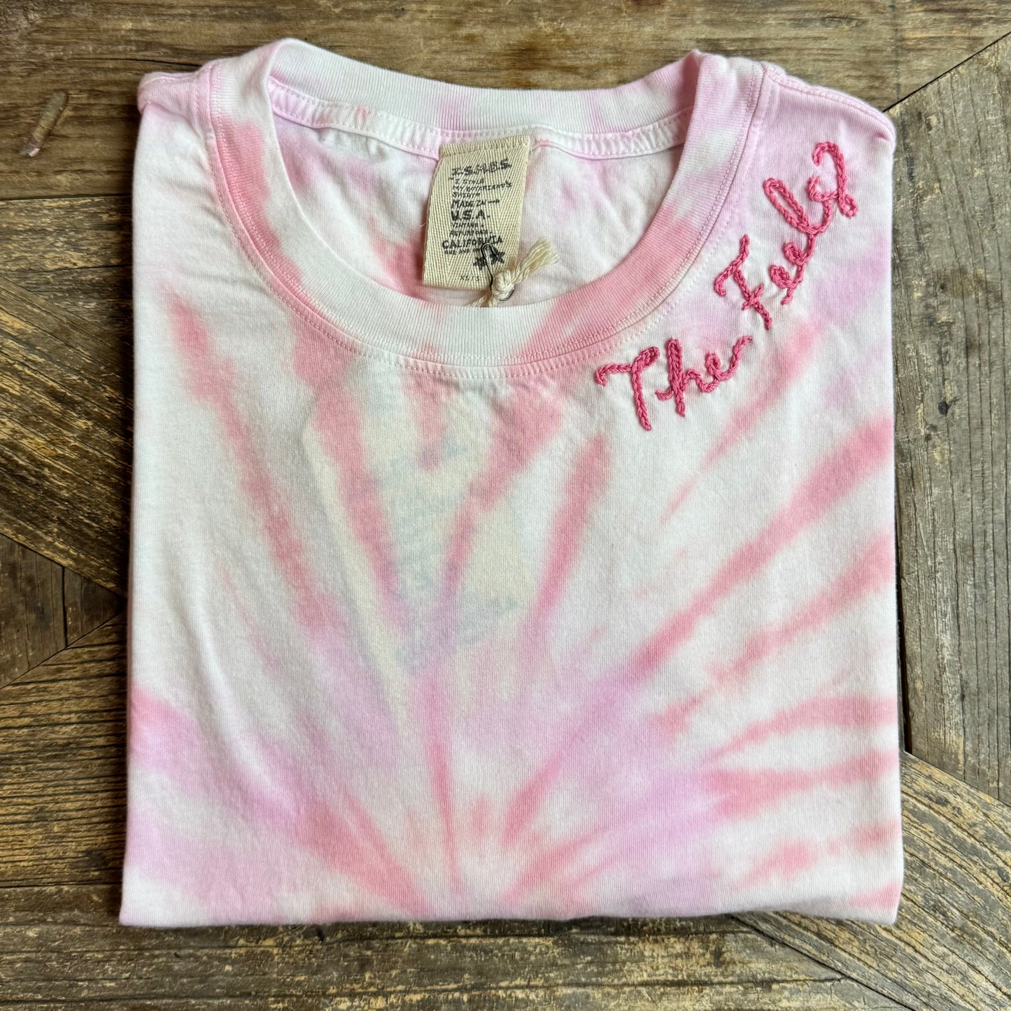 TIE DYE S/S TEE WITH CUSTOM HAND EMBROIDERY(4 Colors)
