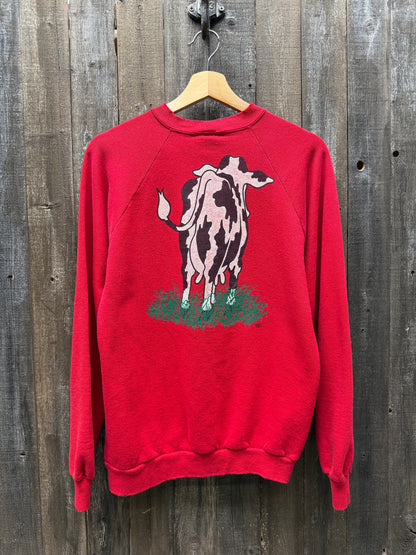 Vintage Cow Sweatshirt -S/M-Customize Your Embroidery Wording