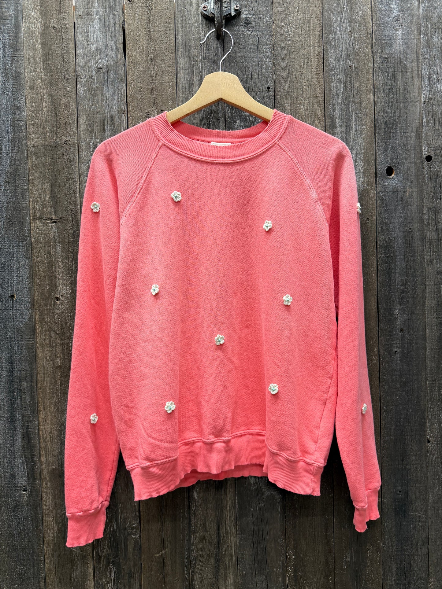PEDAL BLOOM ALLOVER MINI FLOWER PATCH SWEATSHIRT WITH CUSTOM HAND EMBROIDERY(6 Colors)