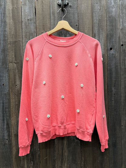 PEDAL BLOOM ALLOVER MINI FLOWER PATCH SWEATSHIRT WITH CUSTOM HAND EMBROIDERY(6 Colors)