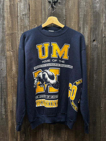 Vintage Michigan Wolverines sweatshirt -L-Customize Your Embroidery Wording