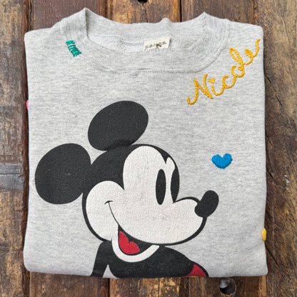 ALL MY HEART Vintage Mickey Sweatshirt-S,M,L- Customize Your Embroidery Wording