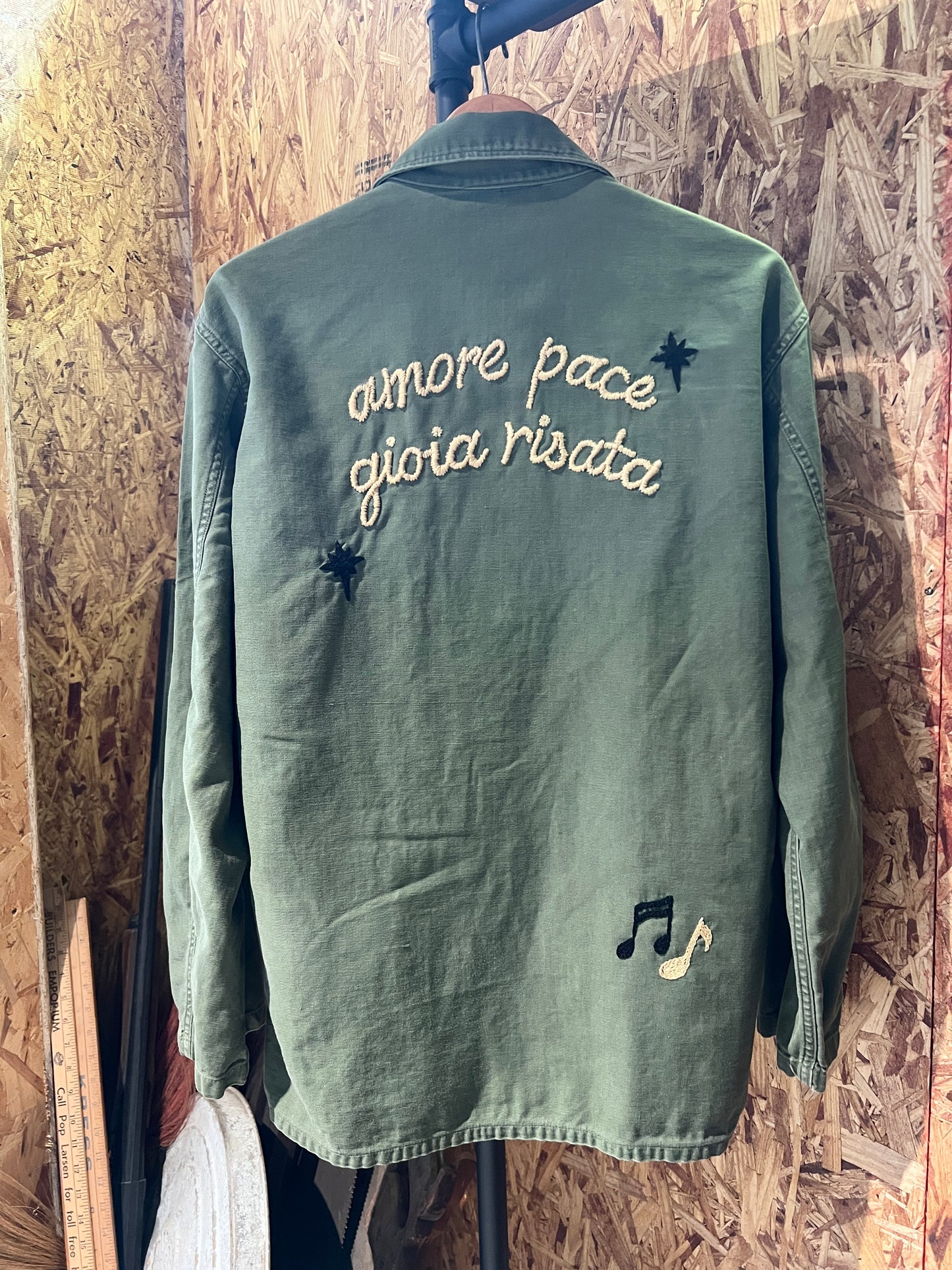 Vintage Army Jacket with Allover PERSONALIZED HAND EMBROIDERY