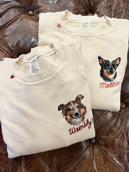 Translate Your Pet Photo into Colorful Embroidery Sweatshirt (Upload a Photo of Your Pet)