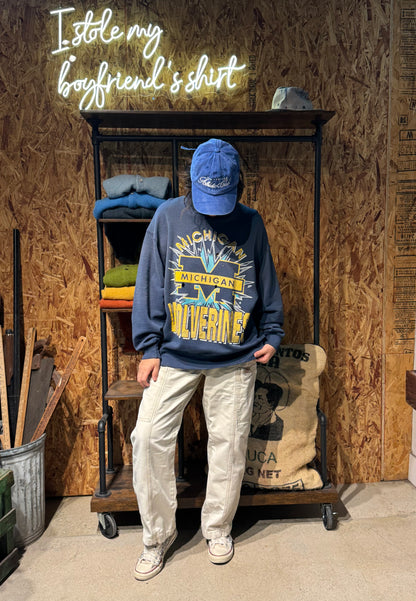Vintage Michigan Wolverines Sweatshirt -XL-Customize Your Embroidery Wording