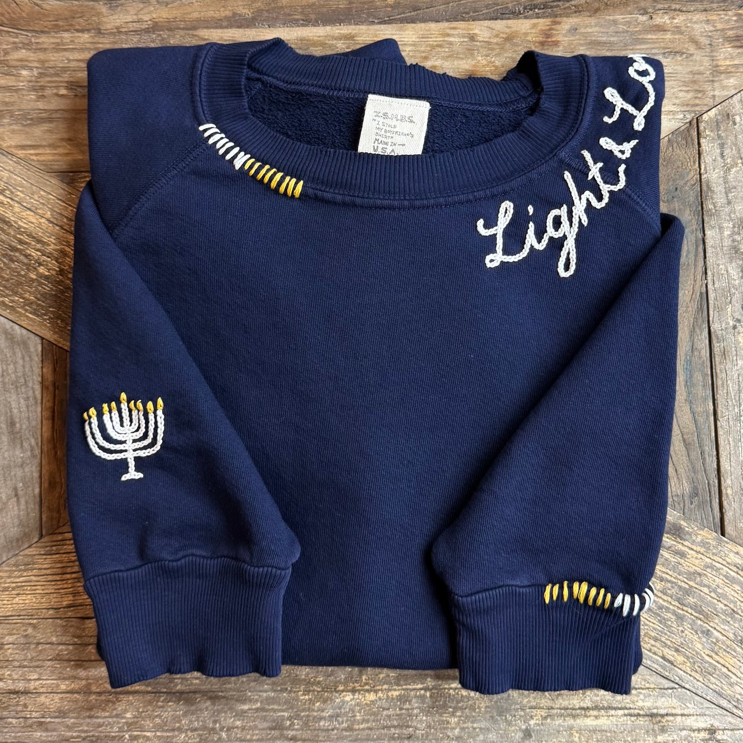 Menorah Sweatshirt with Customize Your Embroidery Wording (6 Colors)