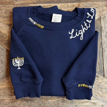 Menorah Sweatshirt with Customize Your Embroidery Wording (6 Colors)
