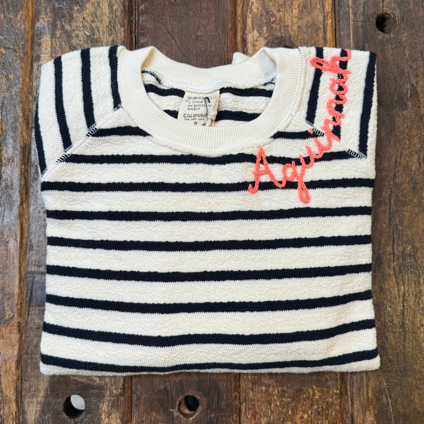 MALIBU 24 STRIPED SWEATSHIRT WITH CUSTOM HAND EMBROIDERY-2 COLORS