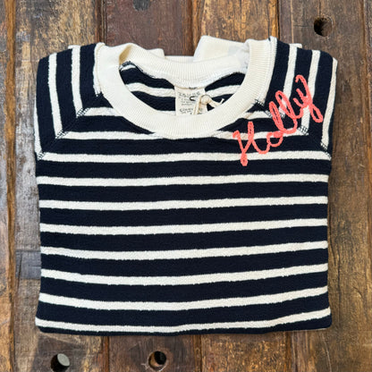 MALIBU 24 STRIPED SWEATSHIRT WITH CUSTOM HAND EMBROIDERY-2 COLORS