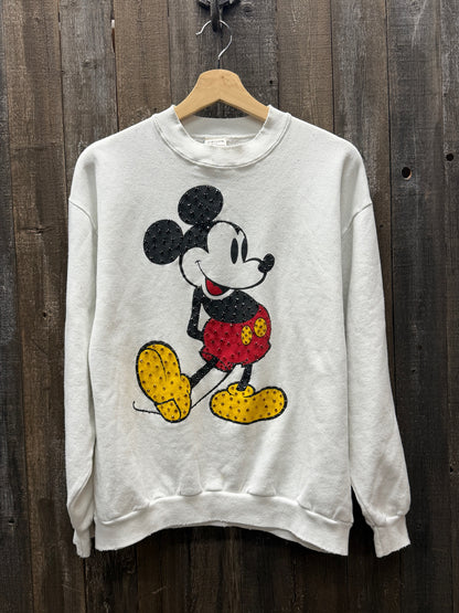 Vintage Mickey Sweatshirt with Rhinestones-M- Customize Your Embroidery Wording