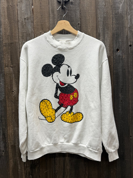 Vintage Mickey Sweatshirt with Rhinestones-M- Customize Your Embroidery Wording