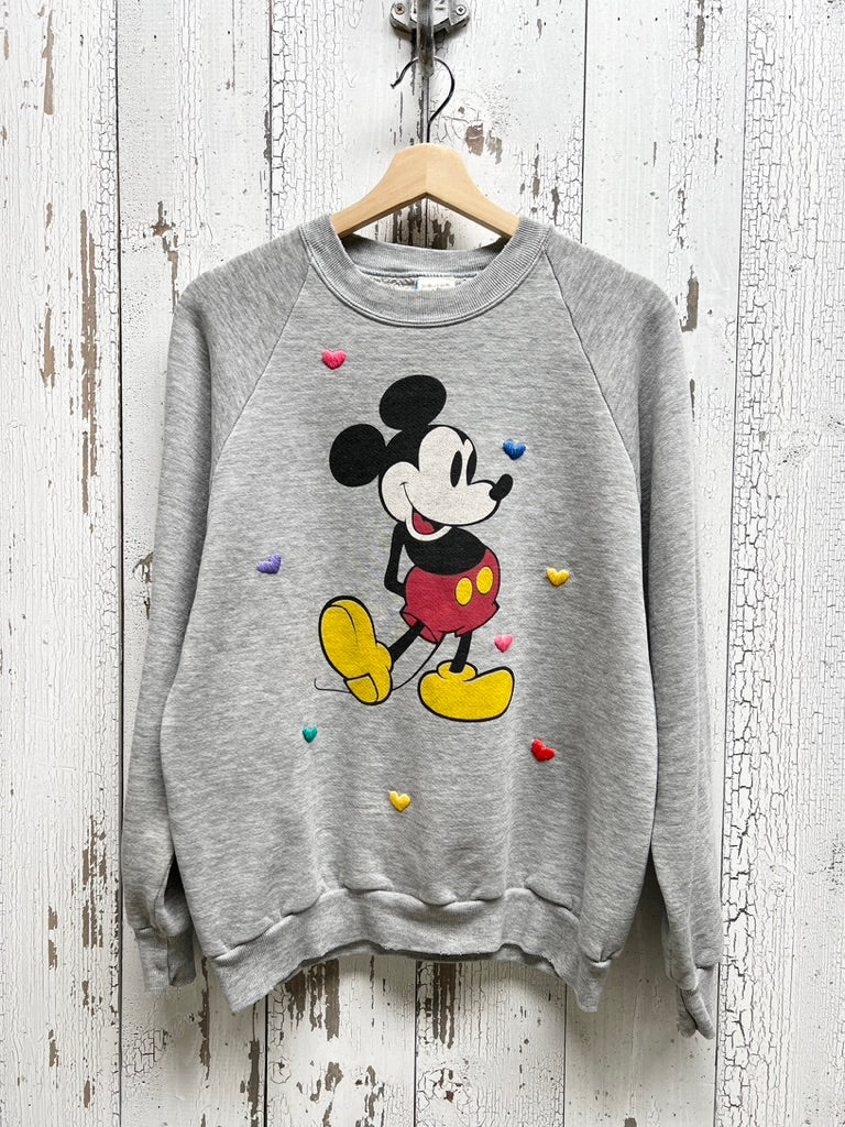 ALL MY HEART Vintage Mickey Sweatshirt S M Customize Your Embroidery Wording