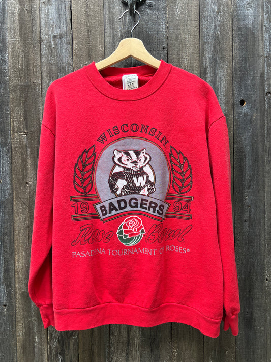 Vintage Wisconsin Badgers Sweatshirt -L-Customize Your Embroidery Wording