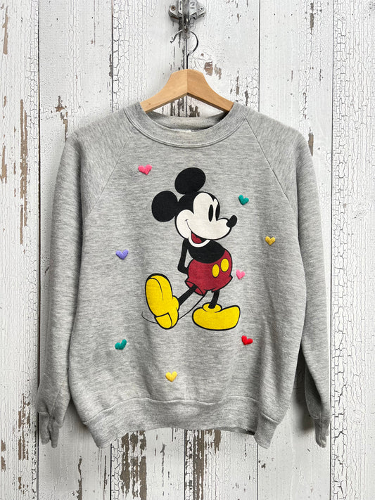 ALL MY HEART Vintage Mickey Sweatshirt-S- Customize Your Embroidery Wording