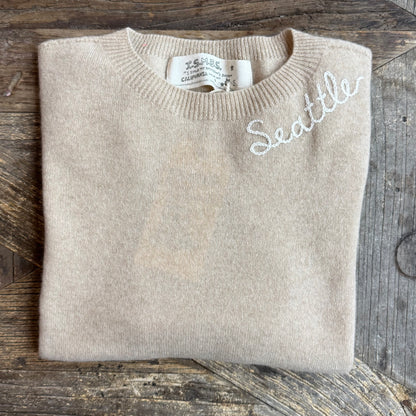 100% Cashmere Sweater - Customize Your Embroidery Wording(12 Colors)