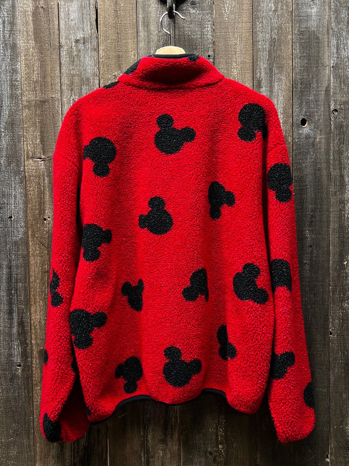 Vintage 90s Mickey Mouse All Over Print Fleece Quarter Zip Pullover -Customize Your Embroidery Wording