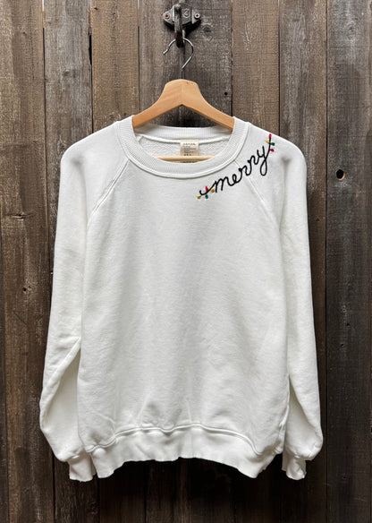 Merry Embroidery Sweatshirt(9Colors)