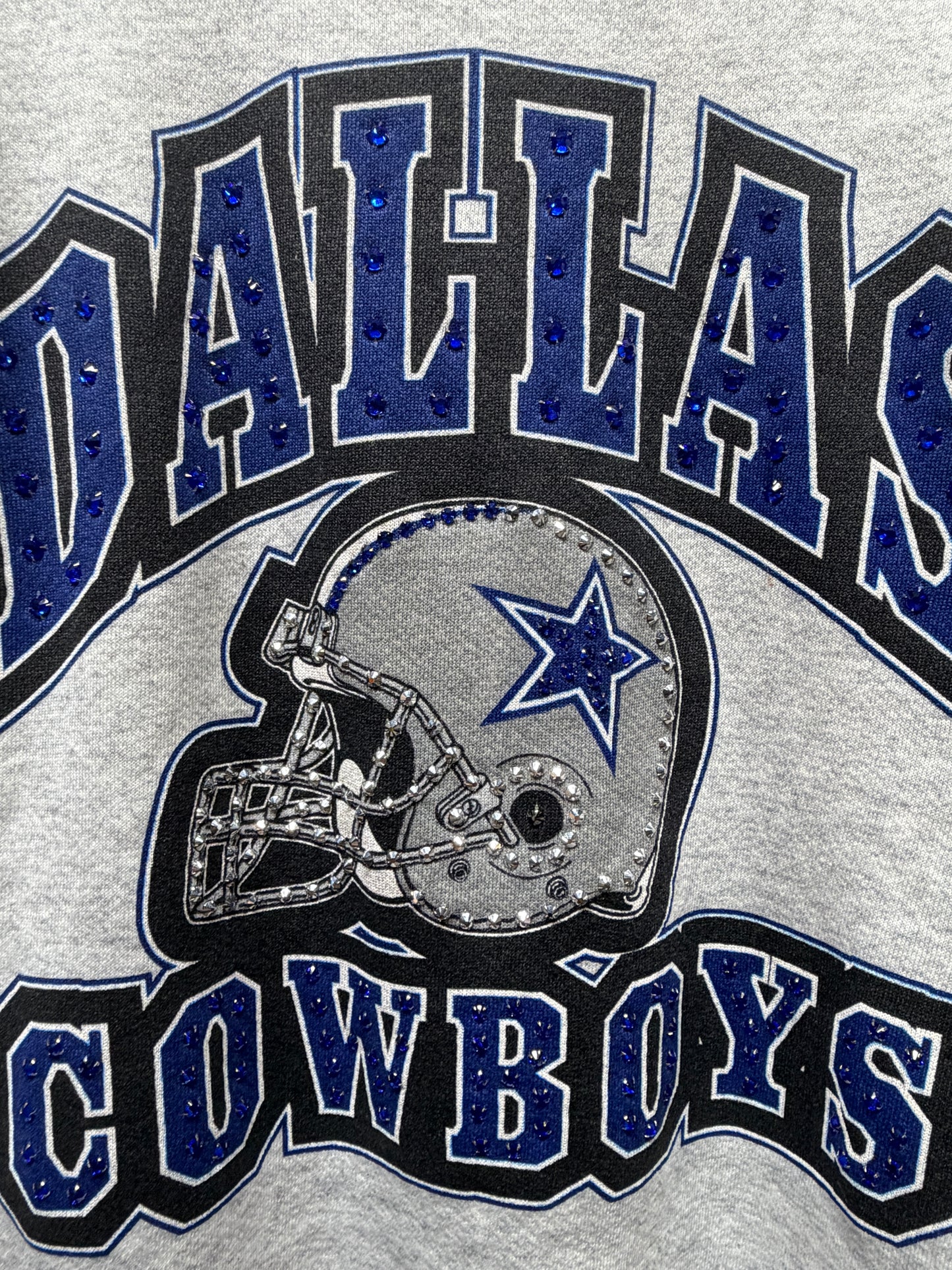 Vintage Dallas Cowboys Sweatshirt with Rhinestones-M/L-Customize Your Embroidery Wording