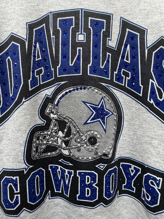 Vintage Dallas Cowboys Sweatshirt with Rhinestones-M/L-Customize Your Embroidery Wording