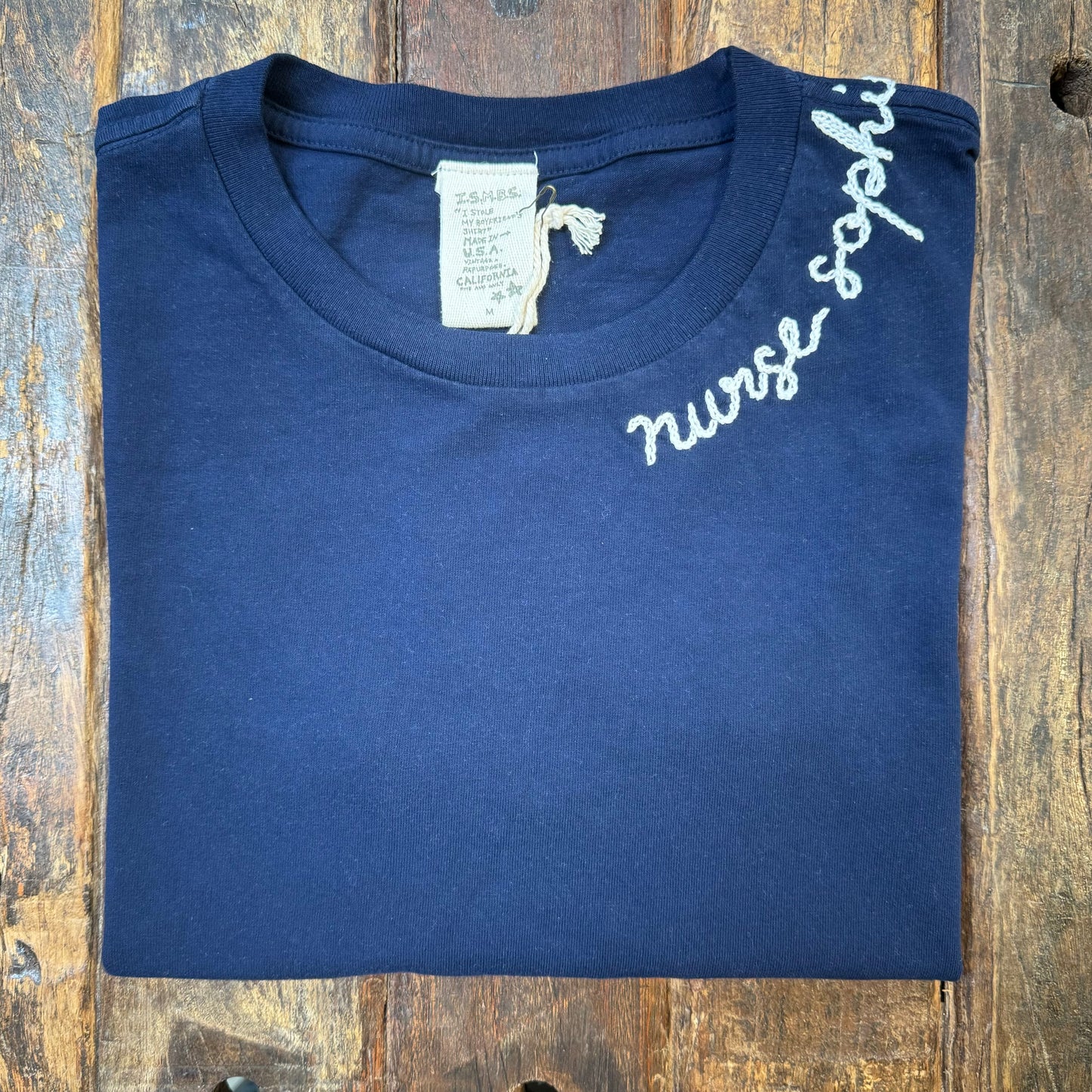 NAVY 23 S/S TEE WITH CUSTOM HAND EMBROIDERY