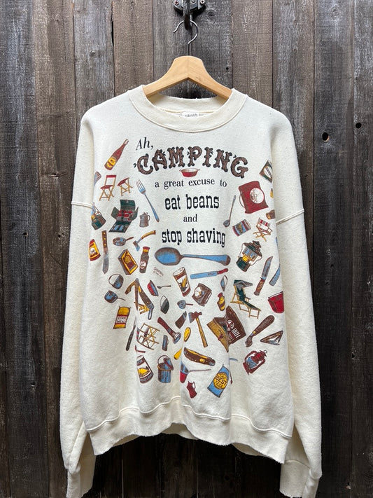 Vintage Happy Camper Sweatshirt -XL-Customize Your Embroidery Wording