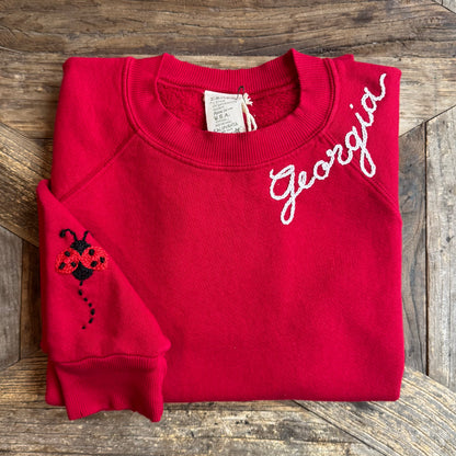 lovebug Sweatshirt-Customize Your Embroidery Wording (16 Colors)
