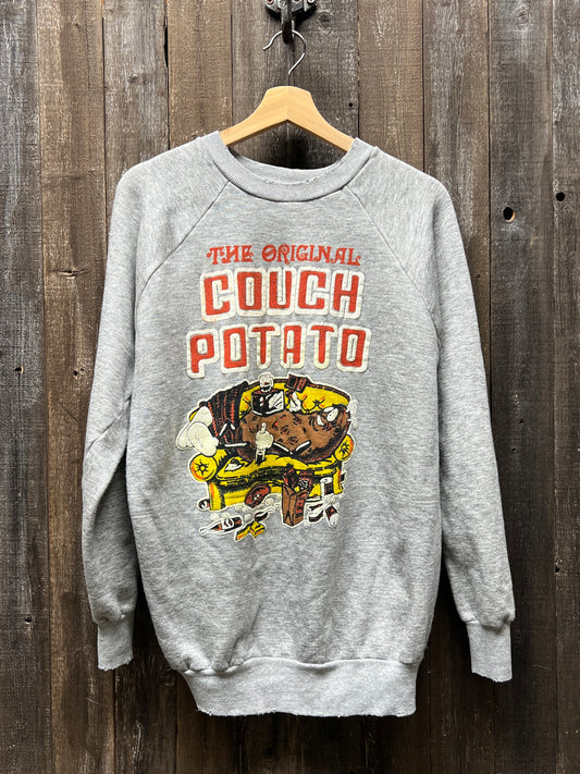 Vintage Couch Potato Sweatshirt -M-Customize Your Embroidery Wording