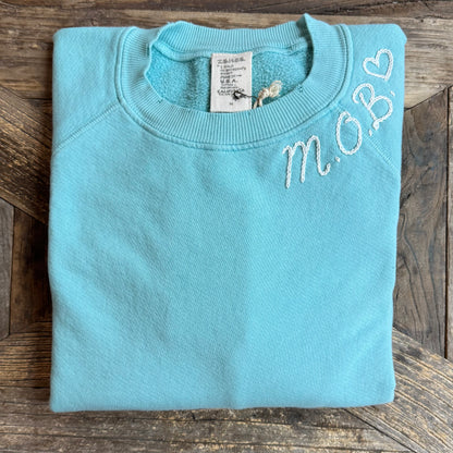 SKY SWEATS WITH CUSTOM HAND EMBROIDERY