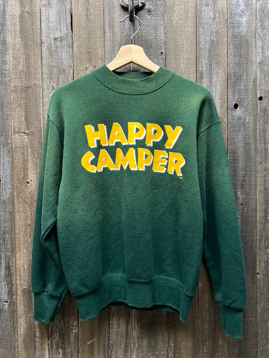 Vintage Happy Camper Sweatshirt -S-Customize Your Embroidery Wording
