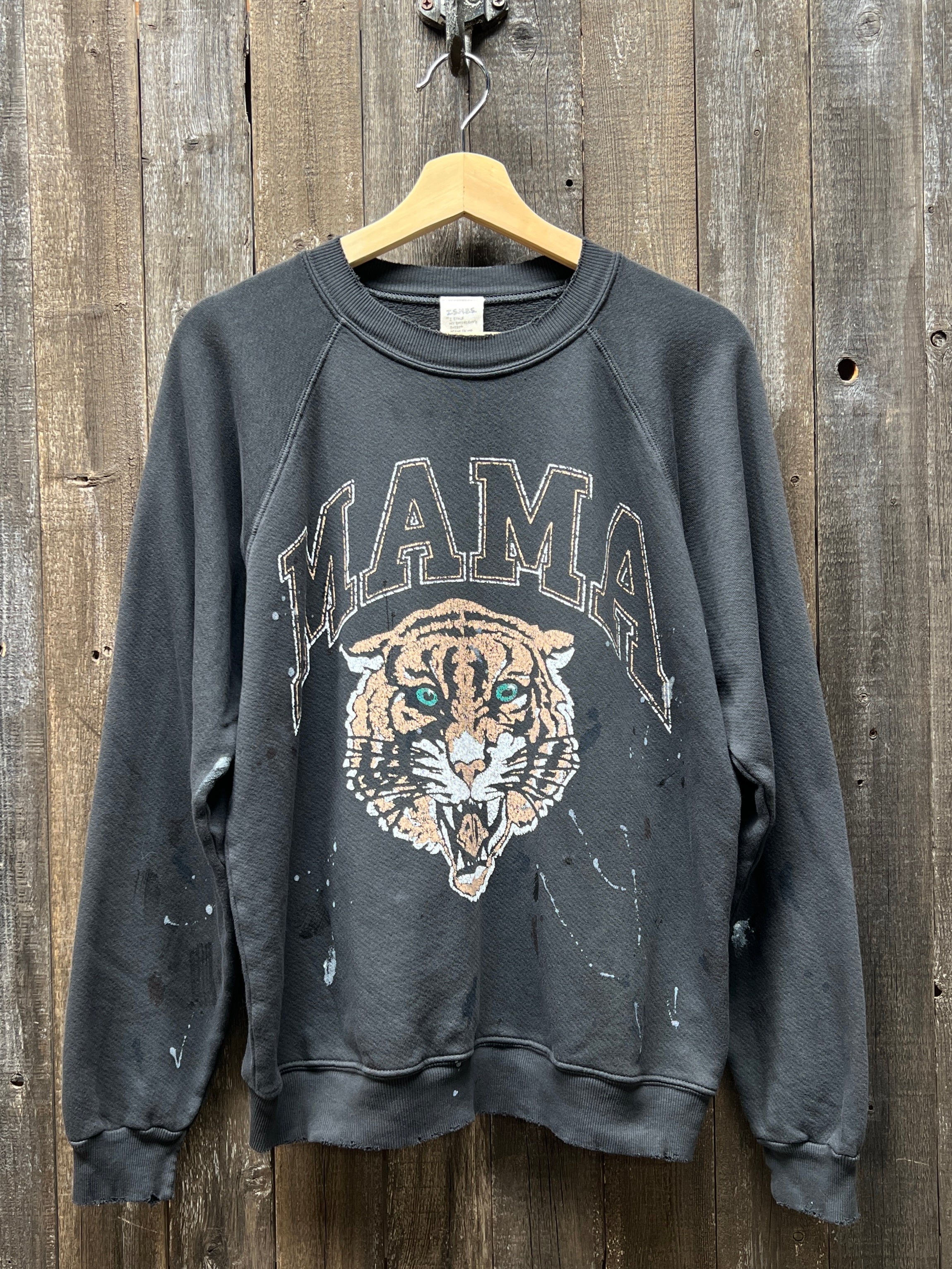 Tiger MAMA Graphic Paint Splash Sweatshirt(3 Colors) - S / Black