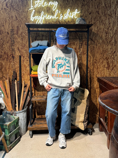Vintage Miami Dolphins Sweatshirt -L-Customize Your Embroidery Wording