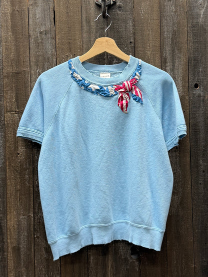 HAPPY4TH VINTAGE SHORTY SWEATSHIRT WITH  BANDANA-S/M