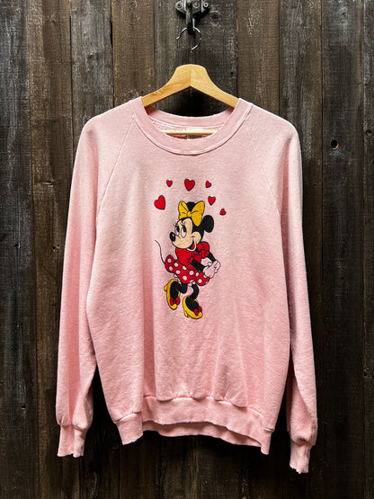 Vintage Minnie Sweatshirt-L- Customize Your Embroidery Wording