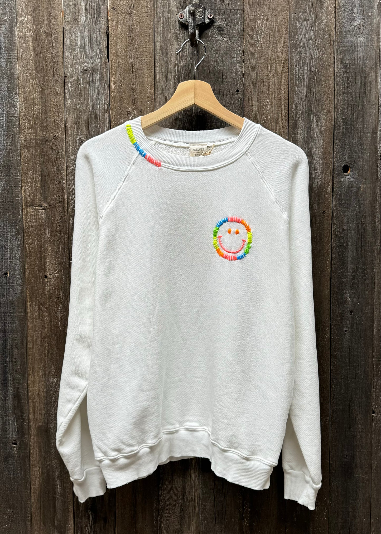 Neon Rainbow Smiley Face or Be Happy Sweatshirt