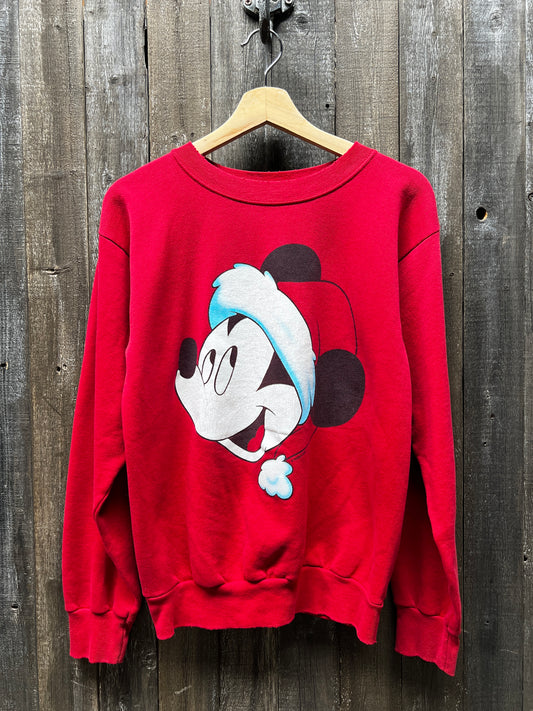 Vintage Christmas Mickey Mouse Sweatshirt-S-Customize Your Embroidery Wording