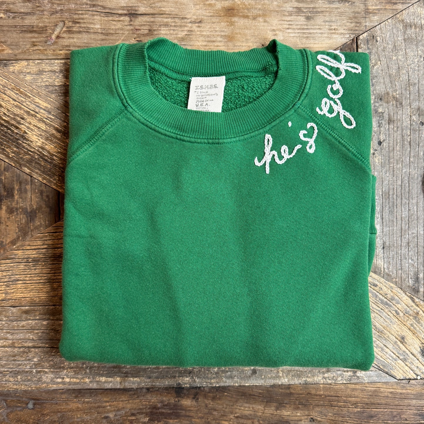 SOLID VARIETY COLORED SWEATS WITH NECKLINE PERSONALIZED HAND EMBROIDERY (22 colors)