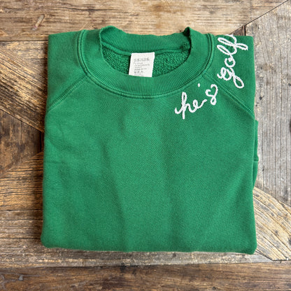 SOLID VARIETY COLORED SWEATS WITH NECKLINE PERSONALIZED HAND EMBROIDERY (22 colors)