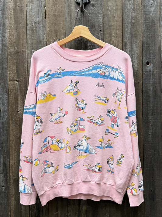Vintage Allover Sweatshirt -OS-Customize Your Embroidery Wording